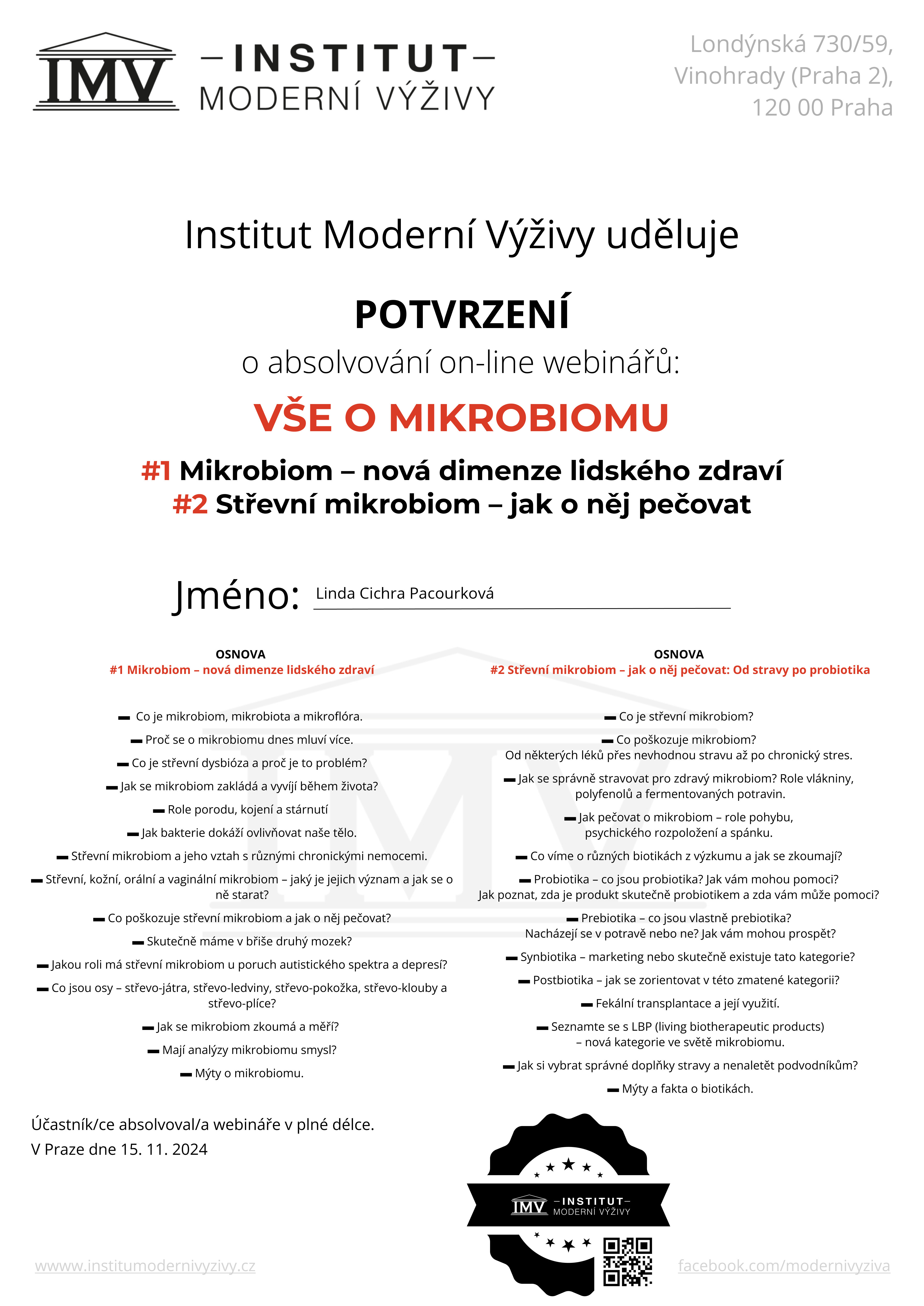 Potvrzení o účasti